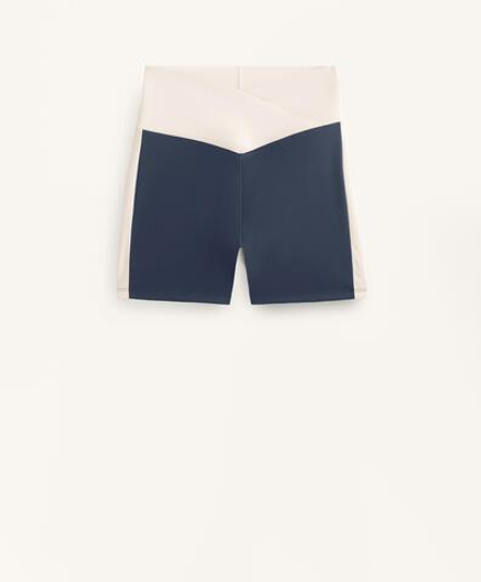 Oysho Легинсы-шорты Perfect-Adapt 10 см с широким поясом V-образной формы, морской синий