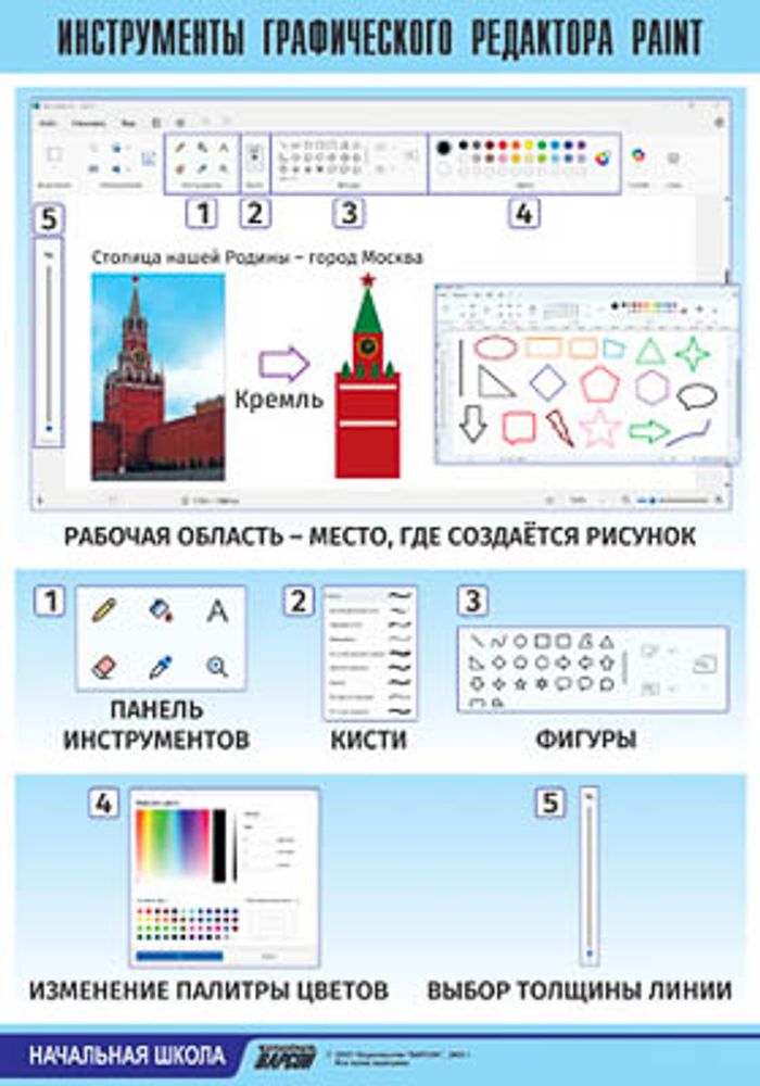 Таблица виниловая "Инструменты графического редактора Paint"