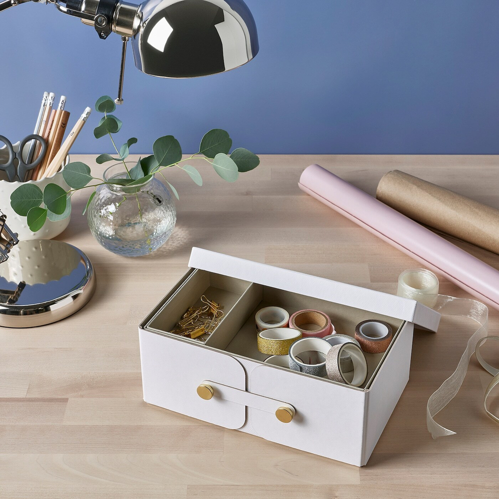 Коробка с отделениями IKEA SPINNROCK (СПИННРОКК), Белый, 25x16x10 см