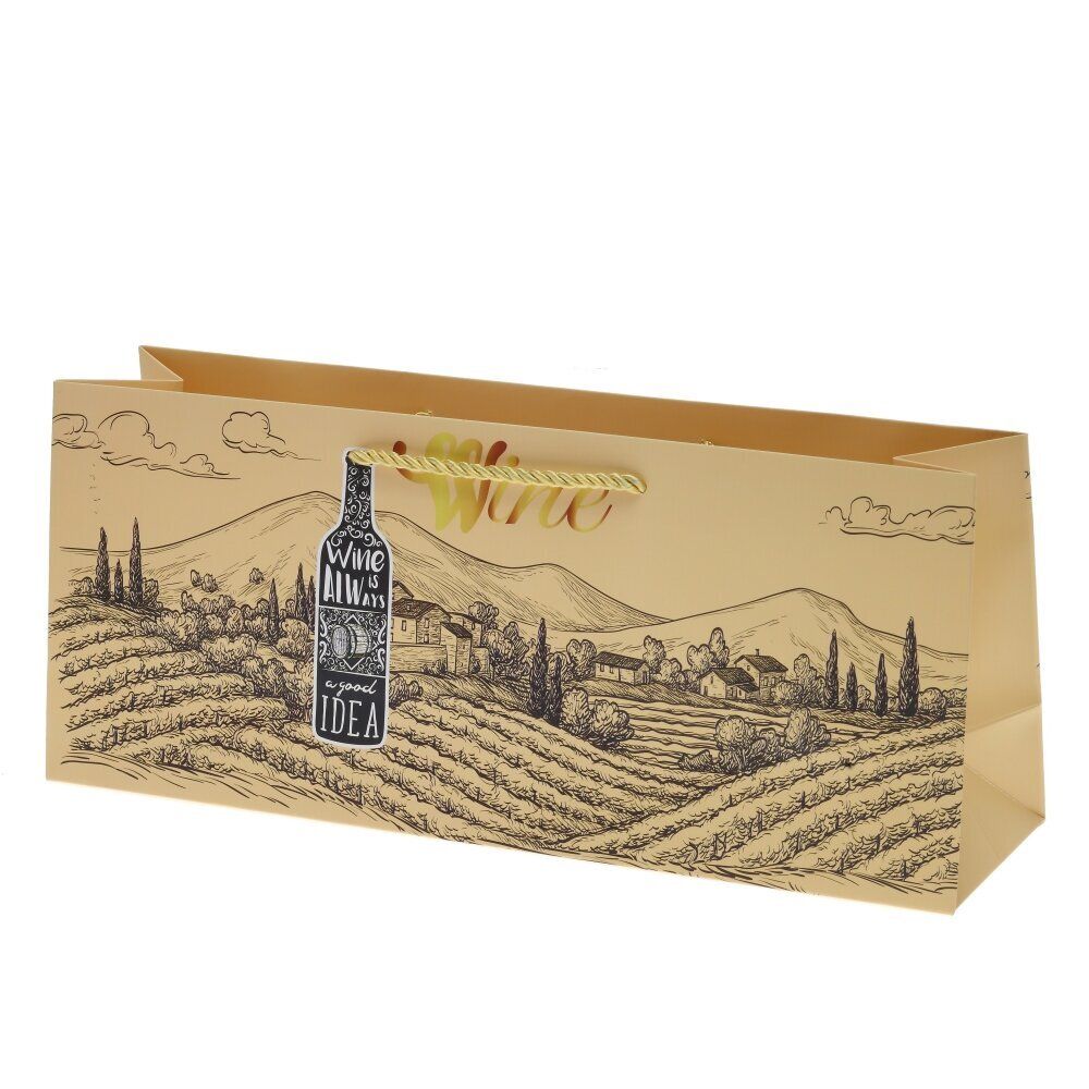 GAEM Пакет подарочный для бутылок (бумага 210г/м2, блок 12шт), L37 W10 H15,5 см, 4в.