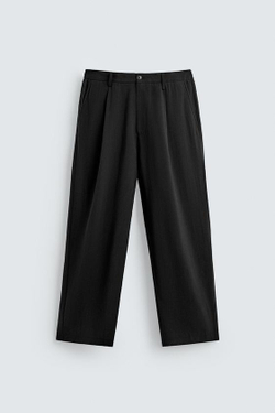 ZARA СТРУЯЩИЕСЯ БРЮКИ СО СКЛАДКАМИ, ЧЕРНЫЙ