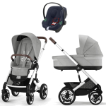 Коляска Cybex Talos S Lux SLV complete Aton B2 Bay Blue 3 в 1 Stone Grey с дождевиками