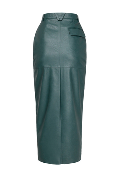 Юбка миди "Leather classic" из экокожи с разрезом