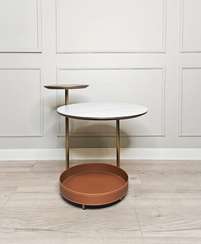 Журнальный столик 9679, две столешницы, керамика, металл