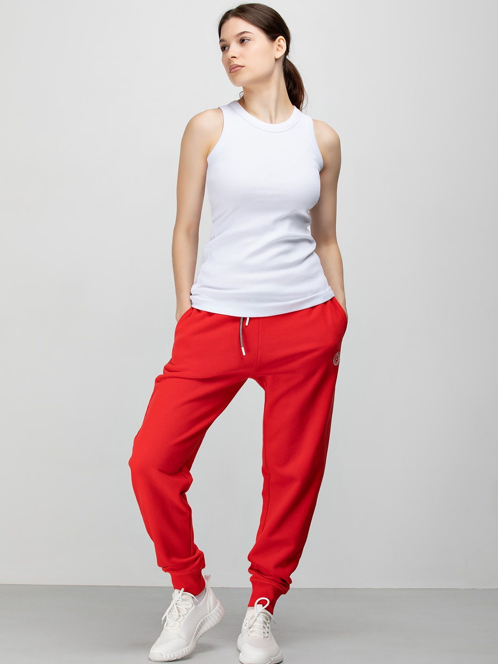 Женская базовая майка с американской проймой (Размер: M) (Цвет: белый)