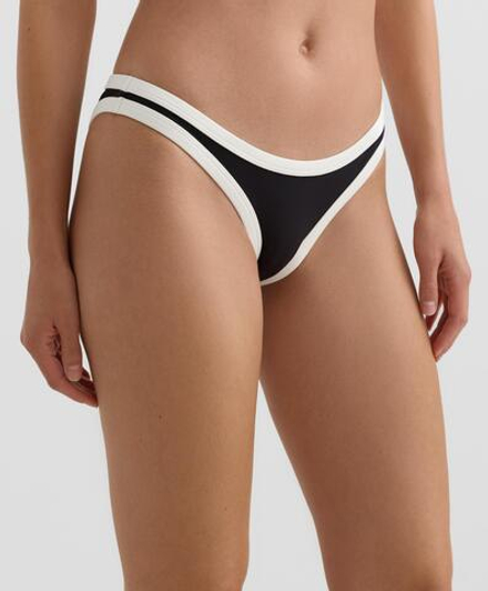 OYSHO Плавки-бикини с контрастной отделкой U-образный вырез, черный