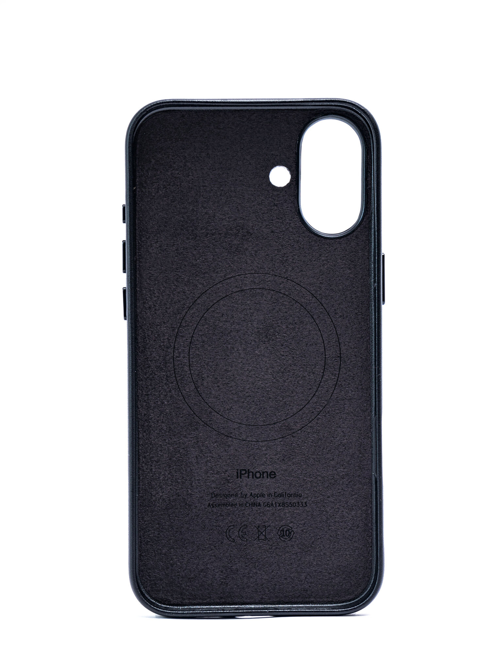 Кожаный чехол Leather Case на iPhone 16 Plus, Черный