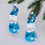 Елочные игрушки «Снеговички» 13 см (набор 2 шт), Синий