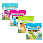 Карандаши цветные Yalong 24 цв., "Динозаврики" пластиковые, заточенные, трехгранные, грифель 3.0 мм, картон. уп., европодвес