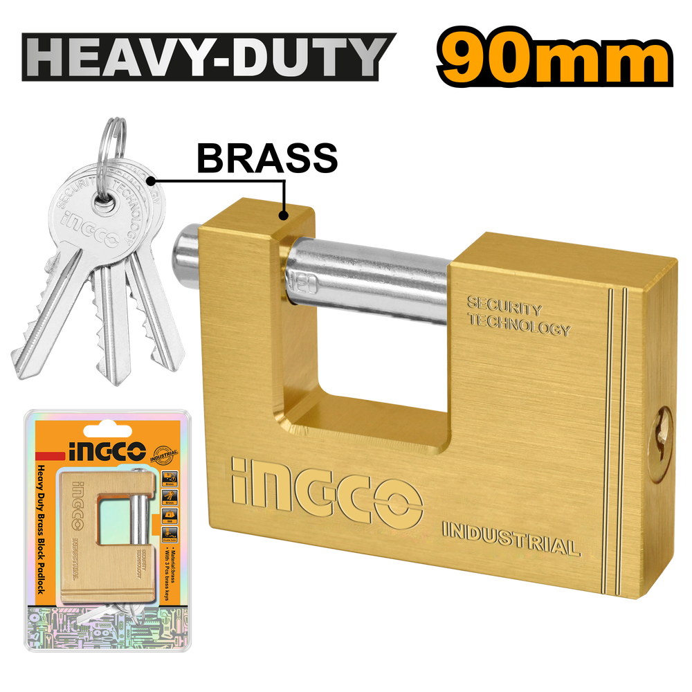 Навесной латунный замок INGCO DBBPL0902 INDUSTRIAL 90 мм