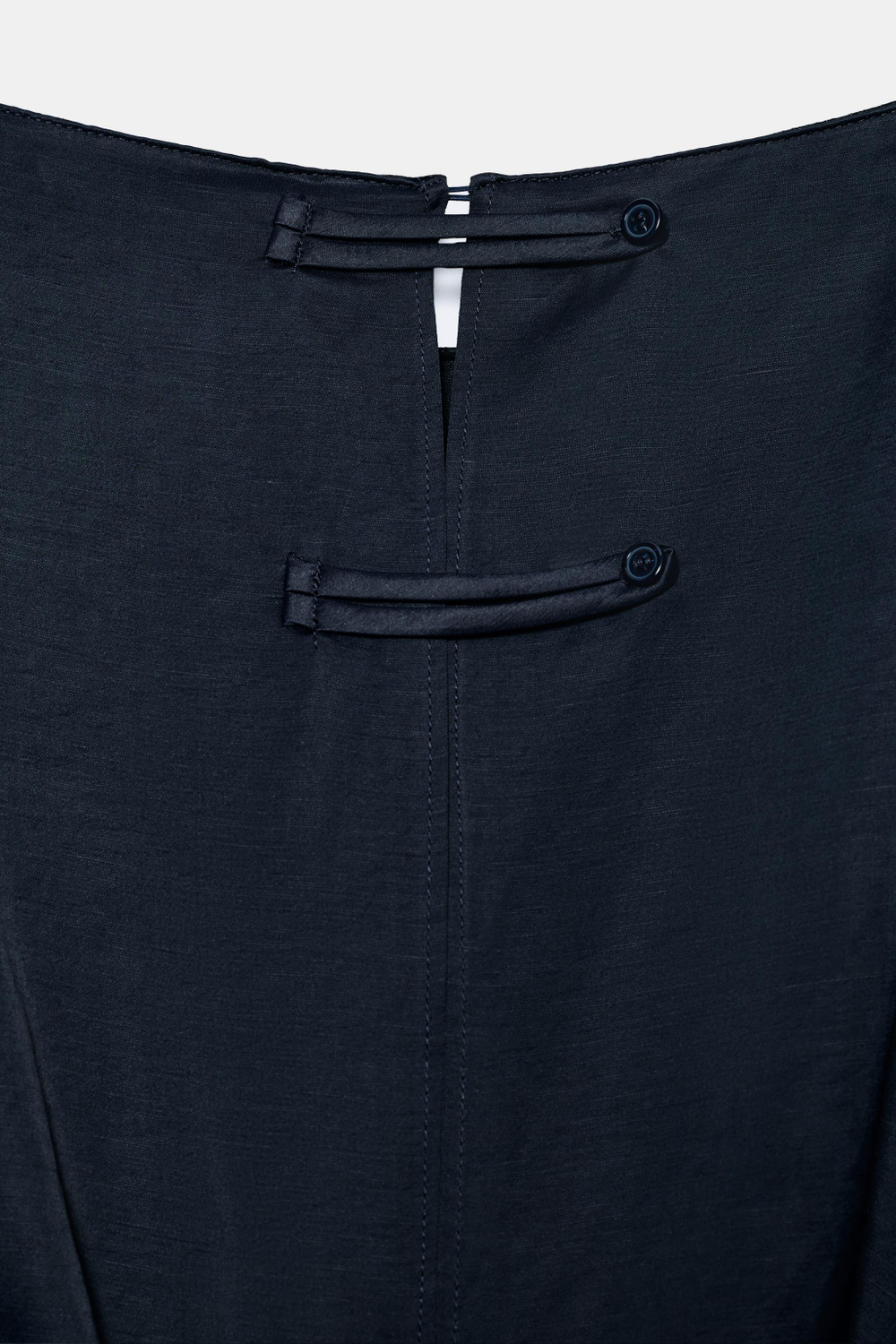 ZARA ПЛАТЬЕ МИДИ ИЗ СМЕСОВОГО ЛЬНА С ПОЯСОМ — ZW COLLECTION, СИНИЙ