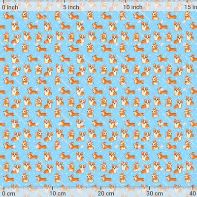 Милые корги на голубом by Lena_kovart 1154 DPI