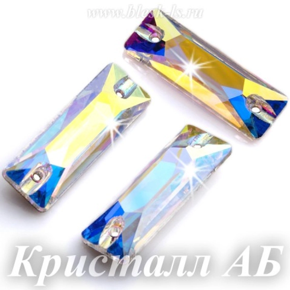 Пришивной багет Solvo с 2 отверстиями, Кристалл АБ