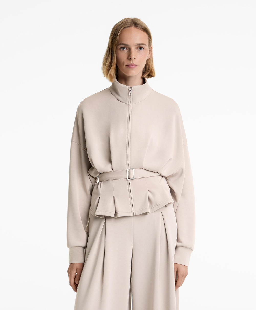 Oysho Мягкая куртка с поясом, темно-серый