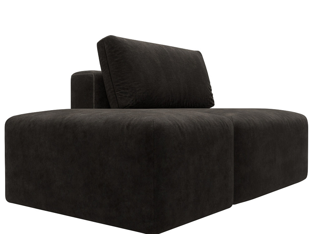 Модули диван и пуф Лига-060 НПБ, BRUT 17 коричневый, Велюр, 129606