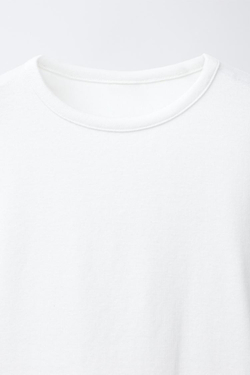 ZARA ОДНОТОННАЯ ФУТБОЛКА С МОДАЛОМ, БЕЛЫЙ