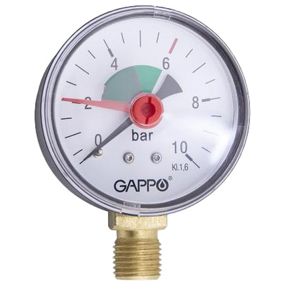 Манометр Gappo радиальный с указателем предела 1/4" x 10 бар