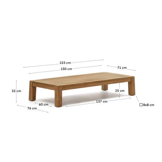 Уличный журнальный столик Forcanera из массива тика 150x71 см