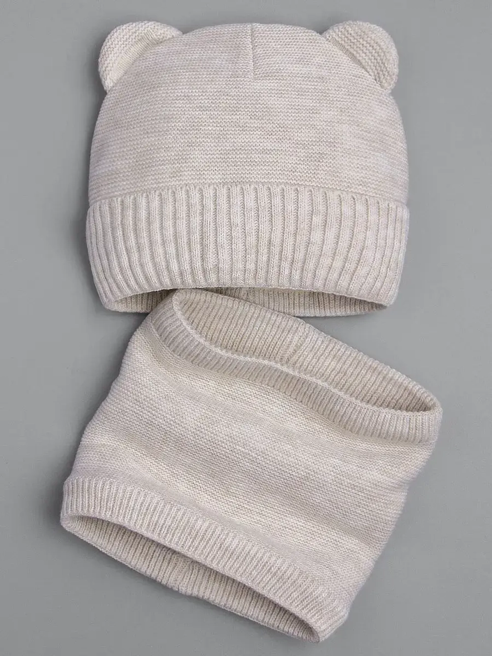 Детская шапка с ушками и снуд осенняя