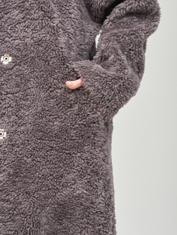 Шуба женская Чебурашка Тедди, графитовая, SilverFox