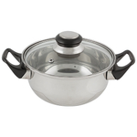 Кастрюля нержавеющая сталь 1,4 л BAK-S-01 со стеклянной крышкой, толщина дна 0,3 мм, для всех видов плит, кроме индукции