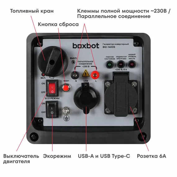 Инверторный генератор BOXBOT BGI-1400S