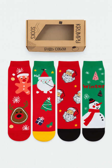 Носки НГ комплект 4 пары, р.35-40 "New Year's magic"