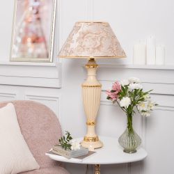 Настольная лампа Ваза Ребристая Айвори с абажуром №38 Каледония Бискотти