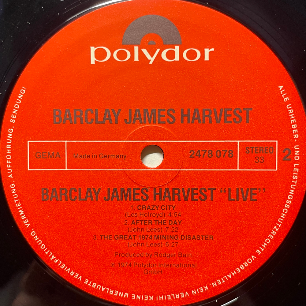Barclay James Harvest ‎– Live 2LP (Германия)