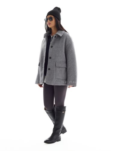 Короткая шерстяная куртка-пальто в сером цвете