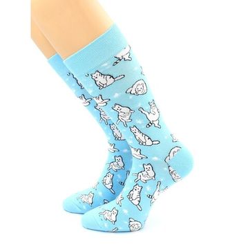 Носки с принтом "Котики" голубые Hobby Line