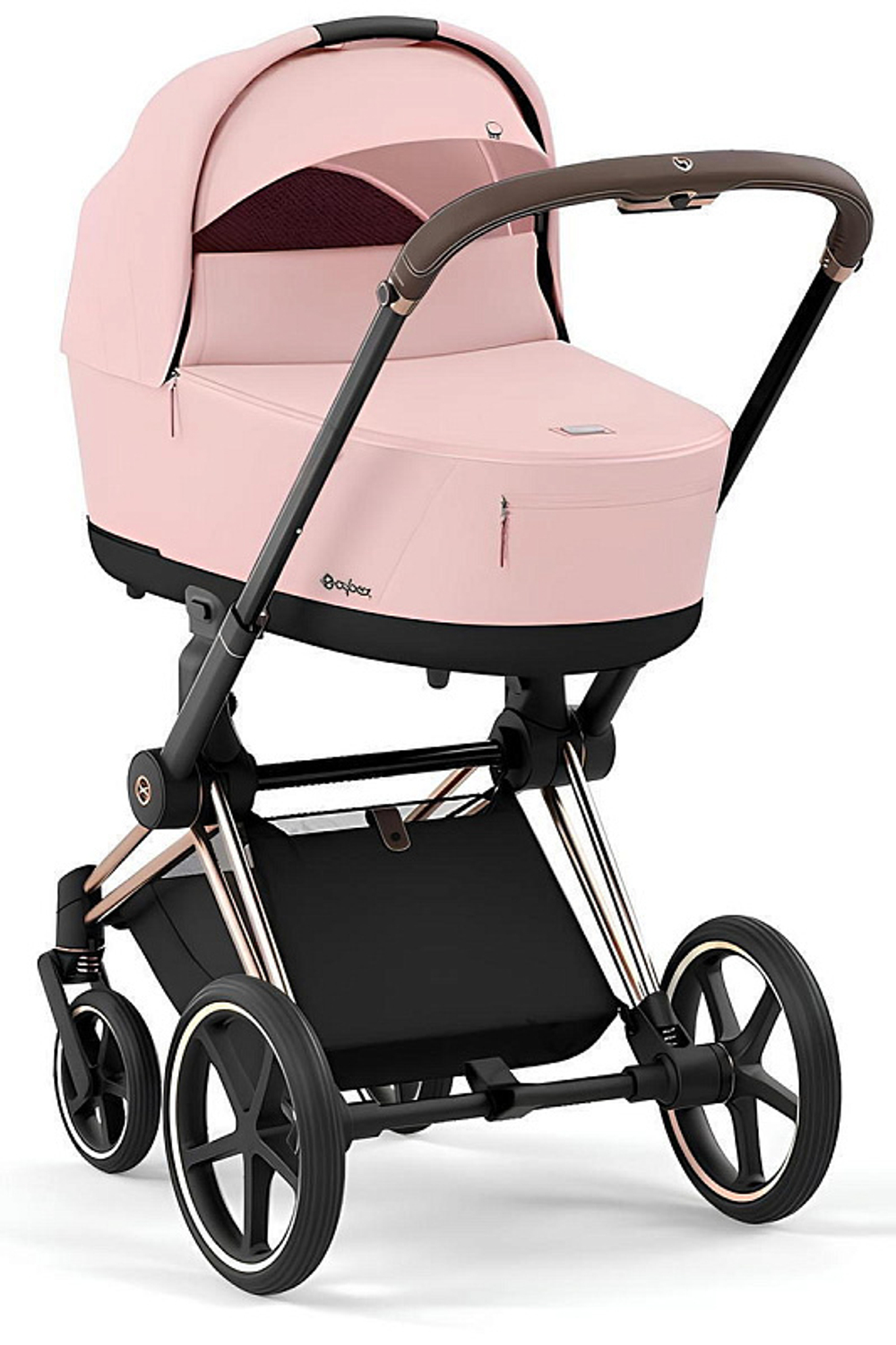 Коляска 3 в 1 Cybex Priam IV Rosegold complete и автокресло Cloud T i-Size Sepia Black Peach Pink
