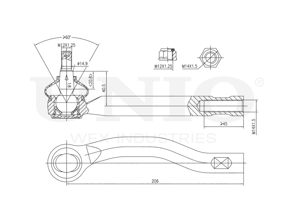 Наконечник рулевой левый UNIO SSP-10024