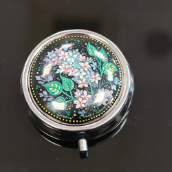 Сувенирный контейнер для хранения мелочей с ручной росписью Палех "Сирень"