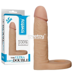 Телесная насадка The Ultra Soft Double для двойного проникновения - 14 см. (Цвет: телесный)