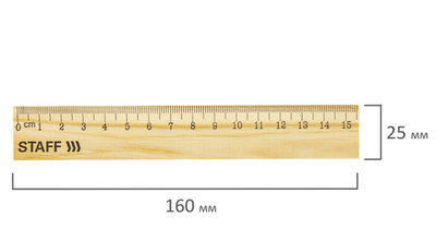 Линейка деревянная 15см. канадская сосна (STAFF)