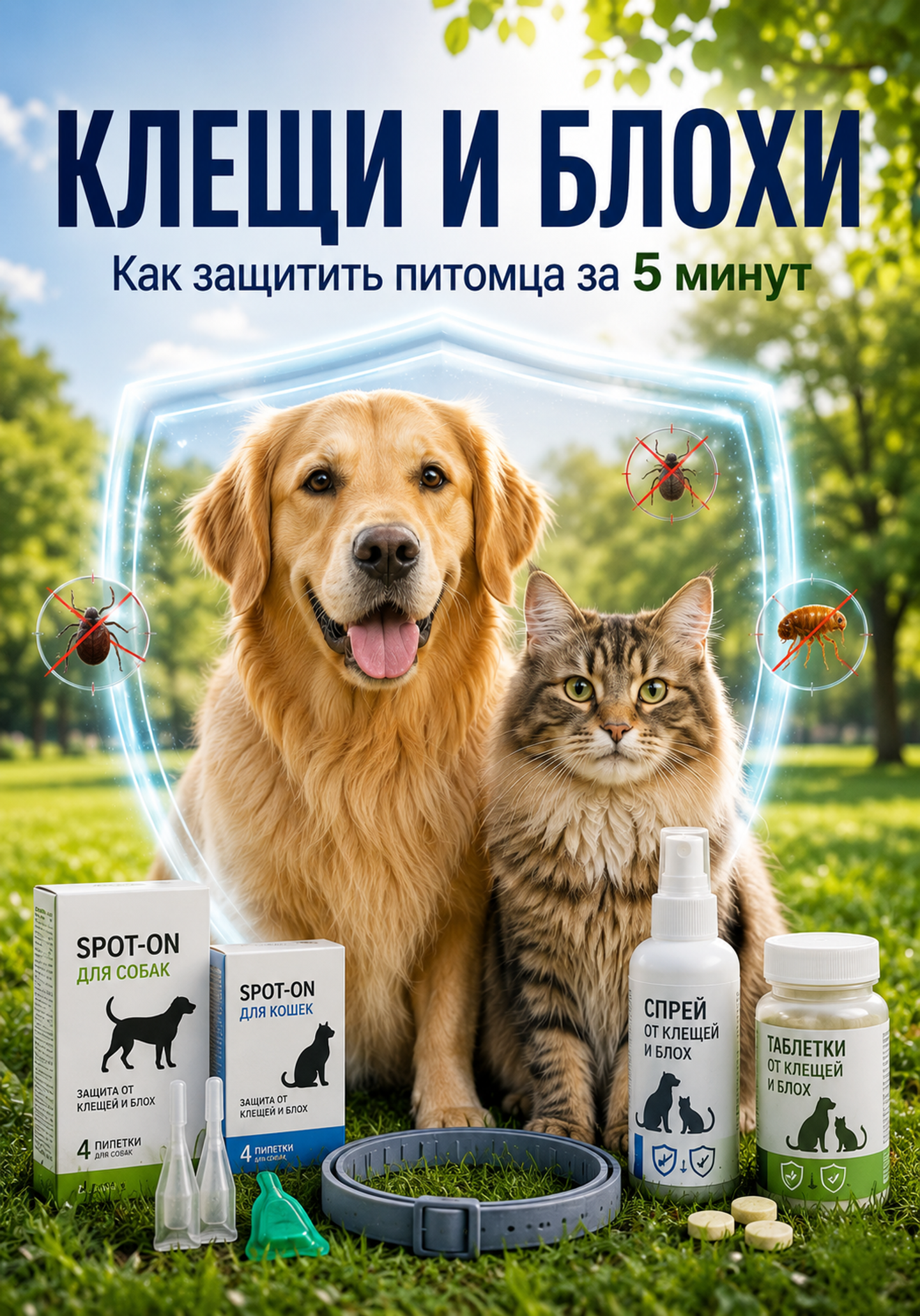 Клещи и блохи летом: как защитить питомца за 5 минут