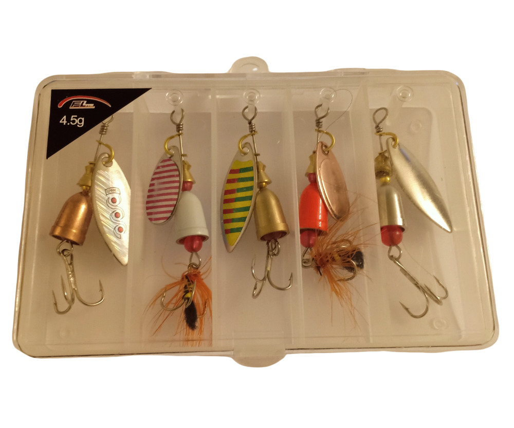 Набор блесен вращающихся JIN TAI 5 шт вес: 4.5 гр в кейсе