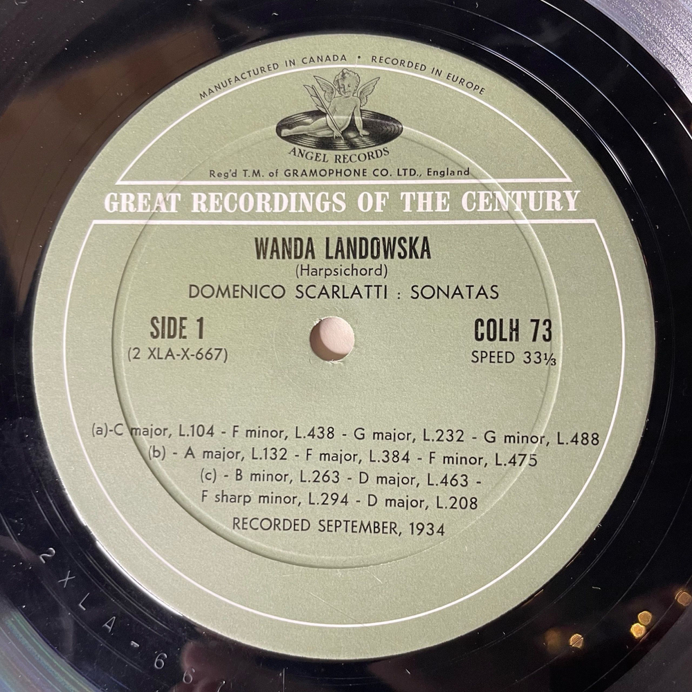 Винтажная виниловая пластинка LP Wanda Landowska Ванда Ландовска, Scarlatti Скарлатти Twenty Harpsichord Sonatas (США 1961)