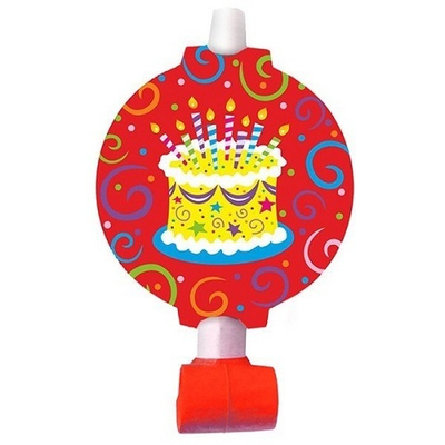Язычок-гудок с карточкой Торт яркий 6шт