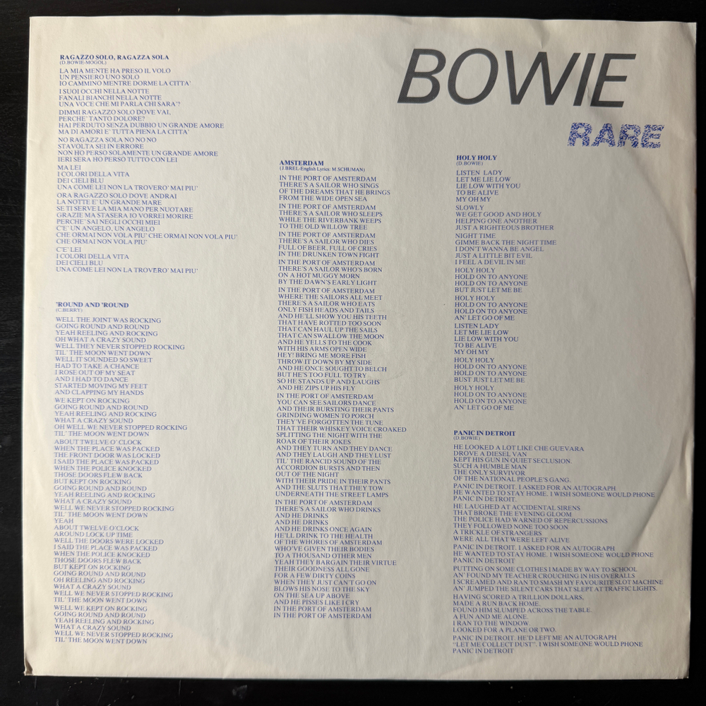 Bowie ‎– Rare (Германия 1983г.) Т