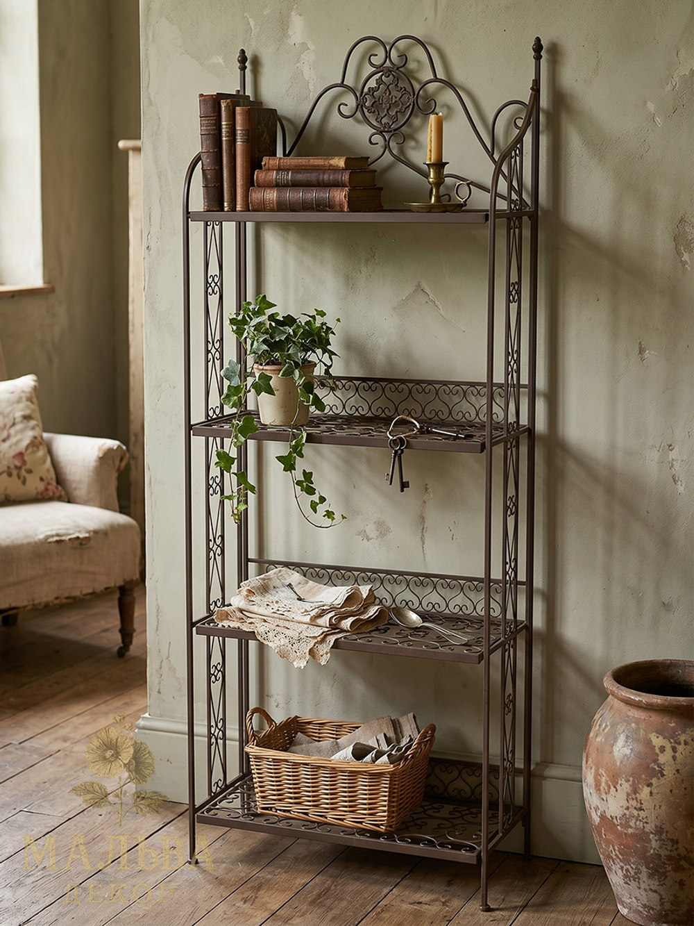 Стеллаж CAMPO Home & Garden декоративный "Ажур" 63x29x162,5 см металлический складной
