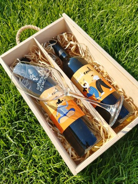 Короб винный деревянный серия "ЛОГОТИП" №2 (тип 3), на 2 бутылки