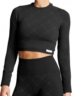 Женская теннисная футболка (dł. Рукава) Björn Borg Stockholm Seamless Crop Top W - black beauty