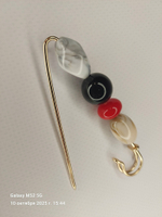 Булавка брошь "Цветные камешки" для кардигана, пальто, платков, костюмов, одежды. Цвет серый красный