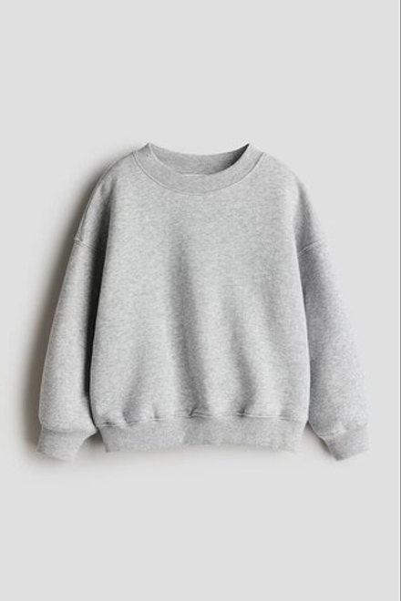 H&M Толстовка оверсайз с круглым вырезом, светло-серый