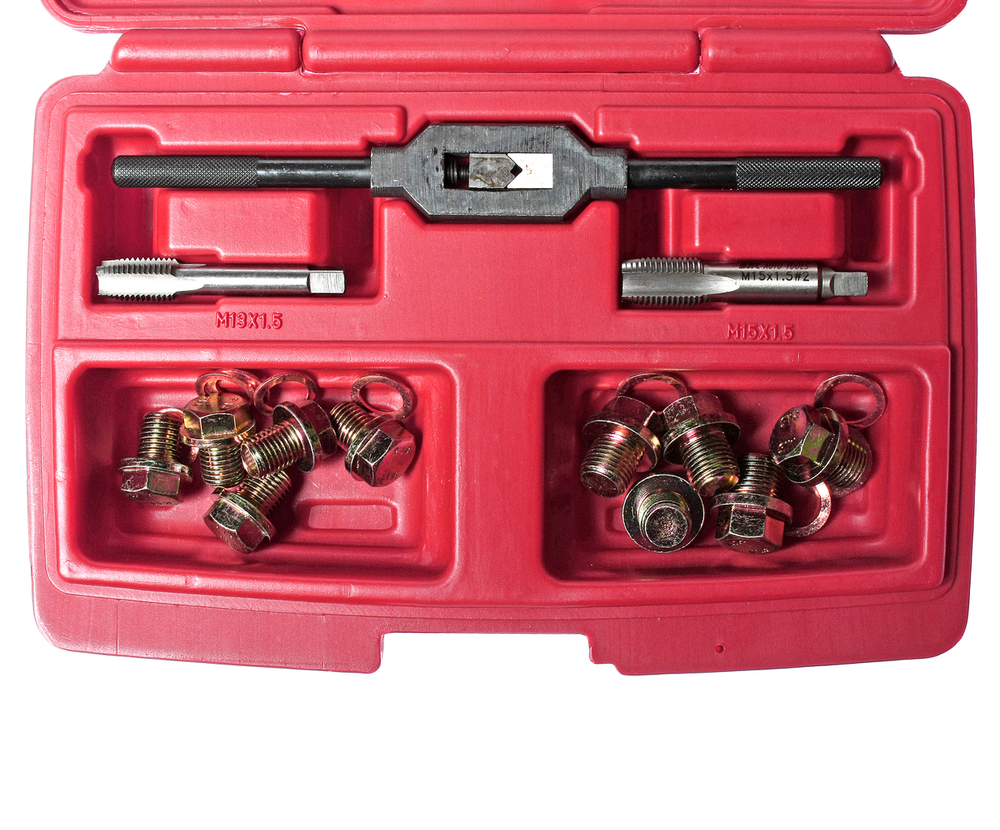 Набор для ремонта маслосливных отверстий 12мм и 14мм в кейсе JTC