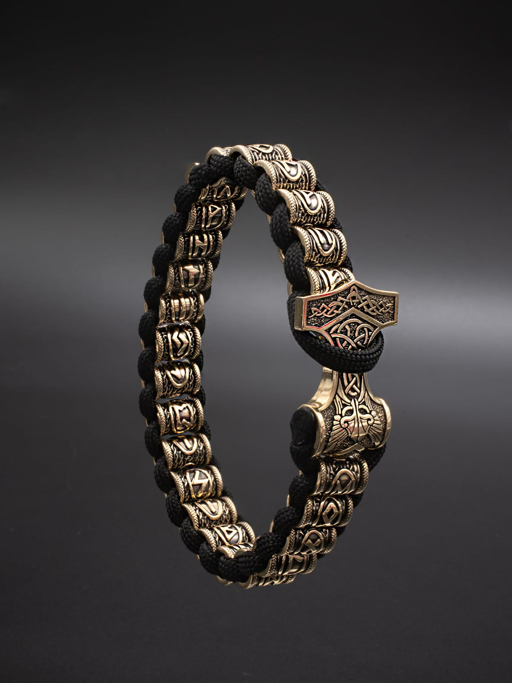 Браслет Футарк с молотом Тора скандинавские руны металл бронза