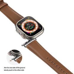 Ремешок из кожи коричневого цвета от Dux Ducis для смарт часов Apple Watch 42, 44, 45, 46, 49мм, серия YS Series