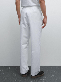 Massimo Dutti Брюки-джоггеры из хлопковой смеси, белый